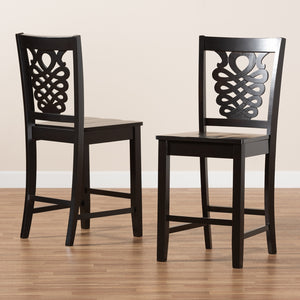 Baxton Studio Gervais Modern And Contemporary Transitional Dark Brown Finished Wood 2-Piece Counter Stool Set