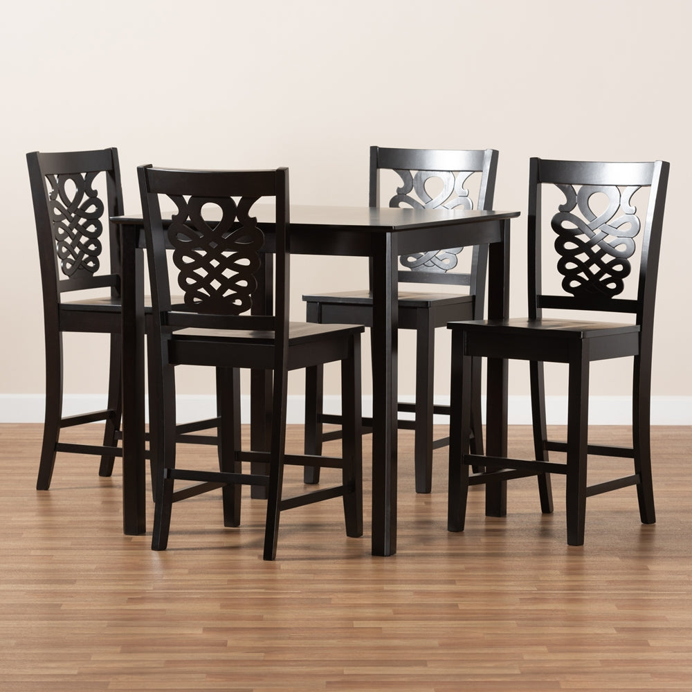 Baxton Studio Gervais Modern And Contemporary Transitional Dark Brown Finished Wood 5-Piece Pub Set