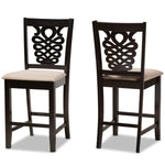 Load image into Gallery viewer, Baxton Studio Gervais Modern And Contemporary Transitional Sand Fabric Upholstered And Dark Brown Finished Wood 2-Piece Counter Stool Set
