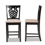 Load image into Gallery viewer, Baxton Studio Gervais Modern And Contemporary Transitional Sand Fabric Upholstered And Dark Brown Finished Wood 2-Piece Counter Stool Set
