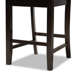 BAXTON STUDIO GERVAIS MODERN AND CONTEMPORARY TRANSITIONAL SAND FABRIC UPHOLSTERED AND DARK BROWN FINISHED WOOD 2-PIECE COUNTER STOOL SET