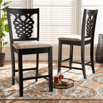 Load image into Gallery viewer, Baxton Studio Gervais Modern And Contemporary Transitional Sand Fabric Upholstered And Dark Brown Finished Wood 2-Piece Counter Stool Set
