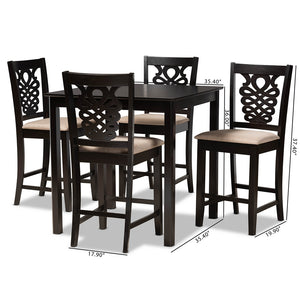 Baxton Studio Gervais Modern And Contemporary Transitional Sand Fabric Upholstered And Dark Brown Finished Wood 5-Piece Pub Set