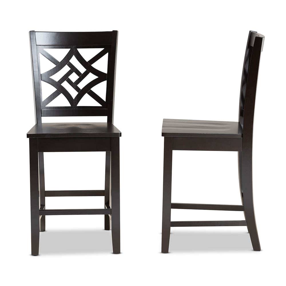 Baxton Studio Nicolette Modern And Contemporary Transitional Dark Brown Finished Wood 2-Piece Counter Stool Set