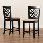 Load image into Gallery viewer, Baxton Studio Nicolette Modern And Contemporary Sand Fabric Upholstered And Dark Brown Finished Wood 2-Piece Counter Stool Set
