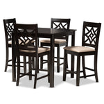 Load image into Gallery viewer, Baxton Studio Nicolette Modern And Contemporary Sand Fabric Upholstered And Dark Brown Finished Wood 5-Piece Pub Set
