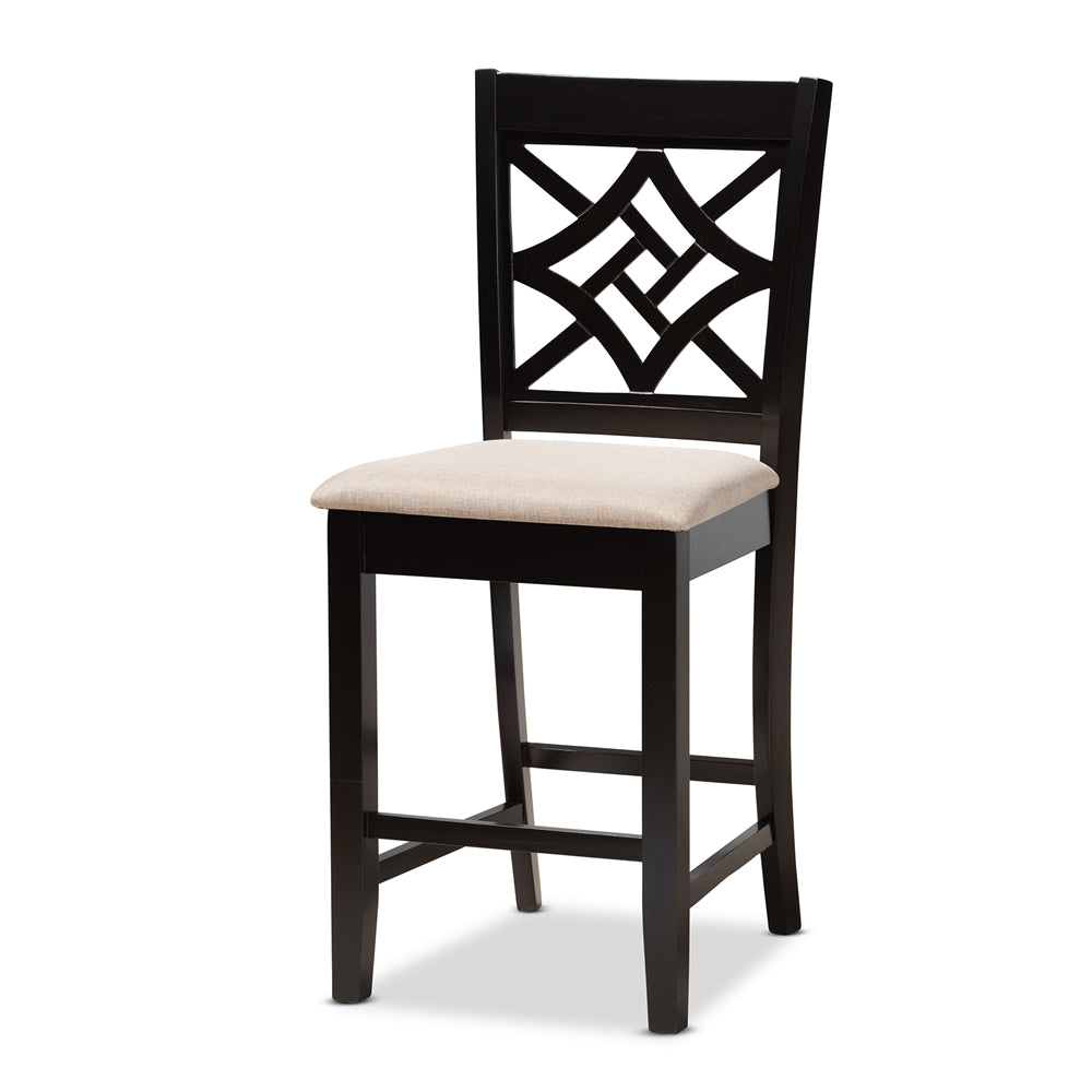 Baxton Studio Nicolette Modern And Contemporary Sand Fabric Upholstered And Dark Brown Finished Wood 5-Piece Pub Set