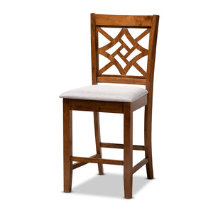 Baxton Studio Nicolette Modern And Contemporary Grey Fabric Upholstered And Walnut Brown Finished Wood 5-Piece Pub Set