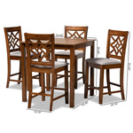 Load image into Gallery viewer, Baxton Studio Nicolette Modern And Contemporary Grey Fabric Upholstered And Walnut Brown Finished Wood 5-Piece Pub Set
