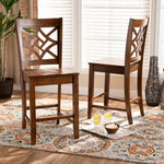 Load image into Gallery viewer, Baxton Studio Nicolette Modern And Contemporary Transitional Walnut Brown Finished Wood 2-Piece Counter Stool Set
