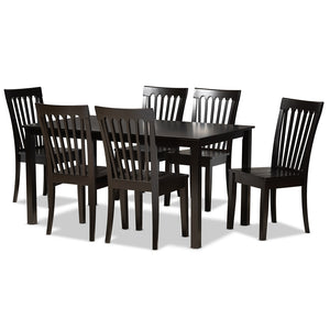 Baxton Studio Erion Modern and Contemporary Finished Wood 7-Piece Dining Set