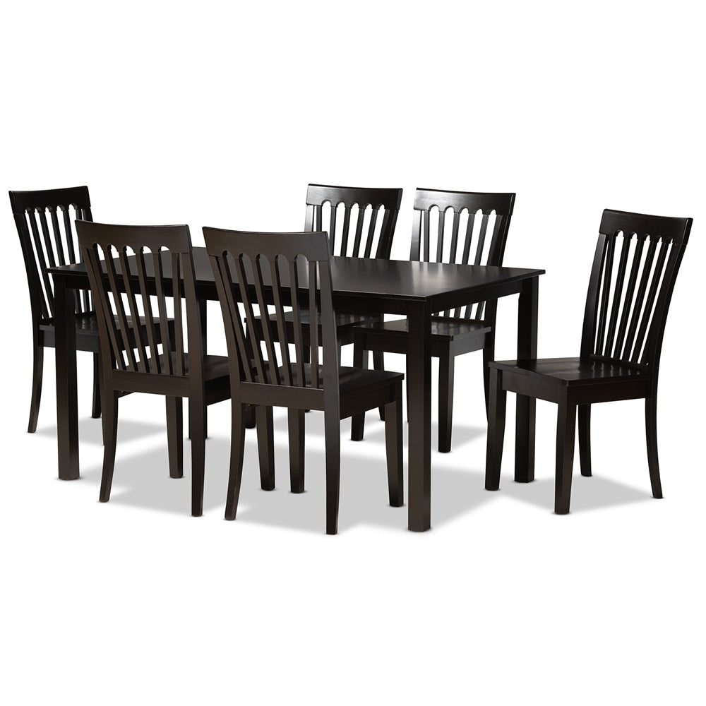 Baxton Studio Erion Modern And Contemporary Dark Brown Finished Wood 7-Piece Dining Set