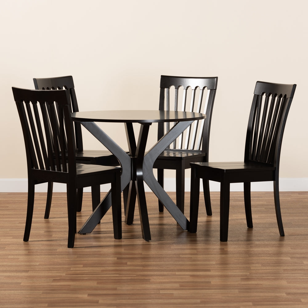 Baxton Studio Zora Modern And Contemporary Dark Brown Finished Wood 5-Piece Dining Set