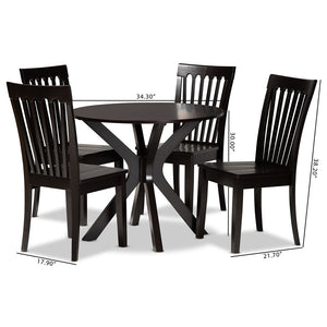 Baxton Studio Zora Modern And Contemporary Dark Brown Finished Wood 5-Piece Dining Set