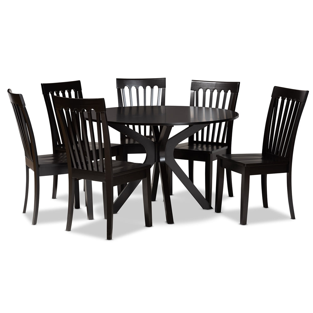 Baxton Studio Zora Modern and Contemporary Finished Wood 7-Piece Dining Set