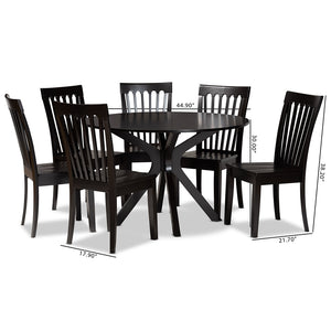 Baxton Studio Zora Modern And Contemporary Dark Brown Finished Wood 7-Piece Dining Set