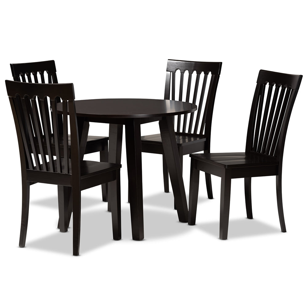 Baxton Studio Zala Modern And Contemporary Dark Brown Finished Wood 5-Piece Dining Set