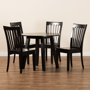 Baxton Studio Zala Modern And Contemporary Dark Brown Finished Wood 5-Piece Dining Set