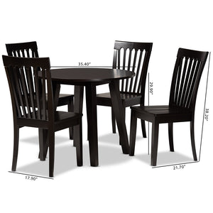 Baxton Studio Zala Modern And Contemporary Dark Brown Finished Wood 5-Piece Dining Set