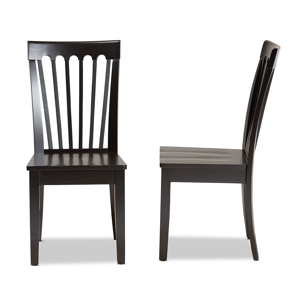 Baxton Studio Minette Modern And Contemporary Transitional Dark Brown Finished Wood 2-Piece Dining Chair Set