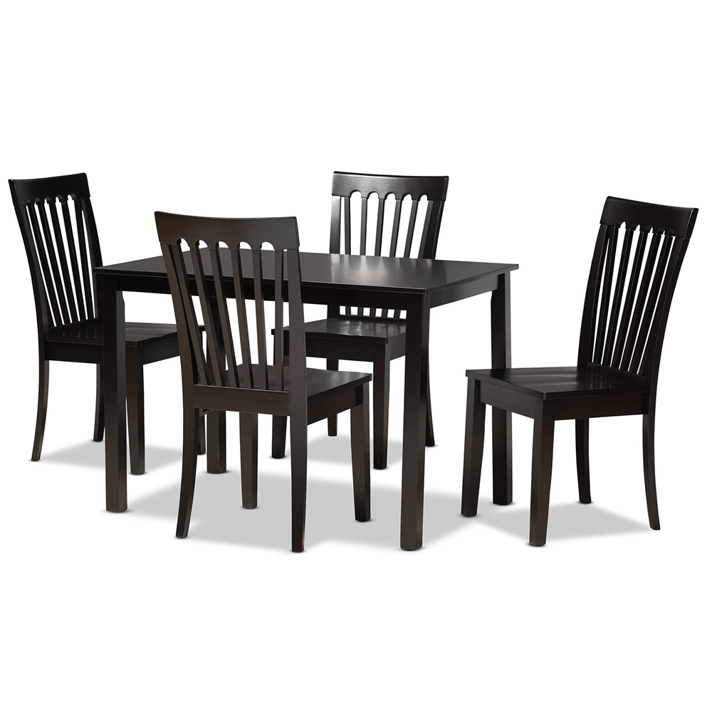 Baxton Studio Erion Modern and Contemporary Finished Wood 5-Piece Dining Set