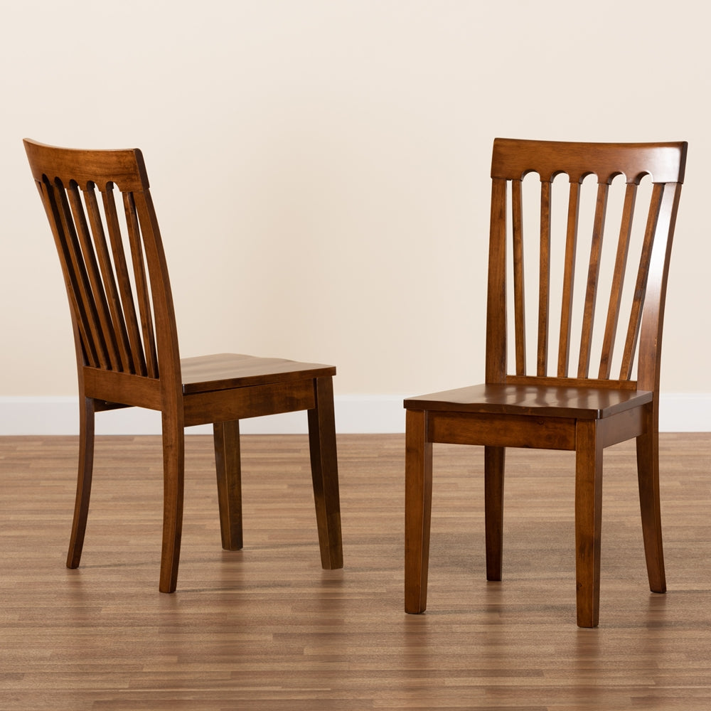 Baxton Studio Minette Modern And Contemporary Transitional Walnut Brown Finished Wood 2-Piece Dining Chair Set