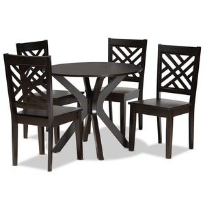 Baxton Studio Ela Modern and Contemporary Finished Wood 5-Piece Dining Set