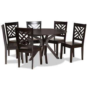 Baxton Studio Ela Modern And Contemporary Dark Brown Finished Wood 7-Piece Dining Set