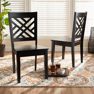 Baxton Studio Caron Modern And Contemporary Transitional Dark Brown Finished Wood 2-Piece Dining Chair Set