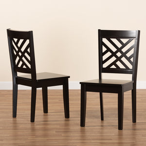 Baxton Studio Caron Modern And Contemporary Transitional Dark Brown Finished Wood 2-Piece Dining Chair Set