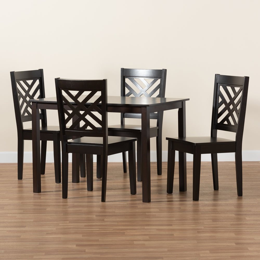 Baxton Studio Ani Modern And Contemporary Dark Brown Finished Wood 5-Piece Dining Set