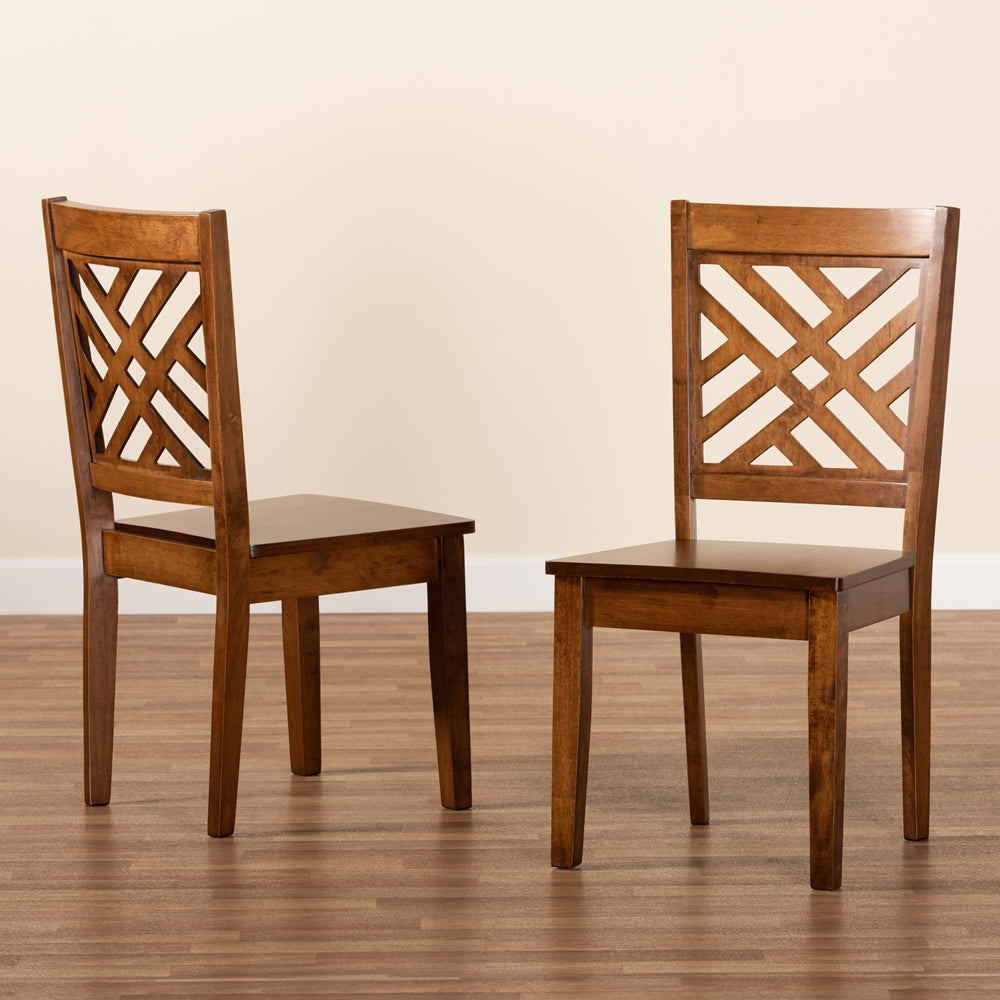 Baxton Studio Caron Modern And Contemporary Transitional Walnut Brown Finished Wood 2-Piece Dining Chair Set