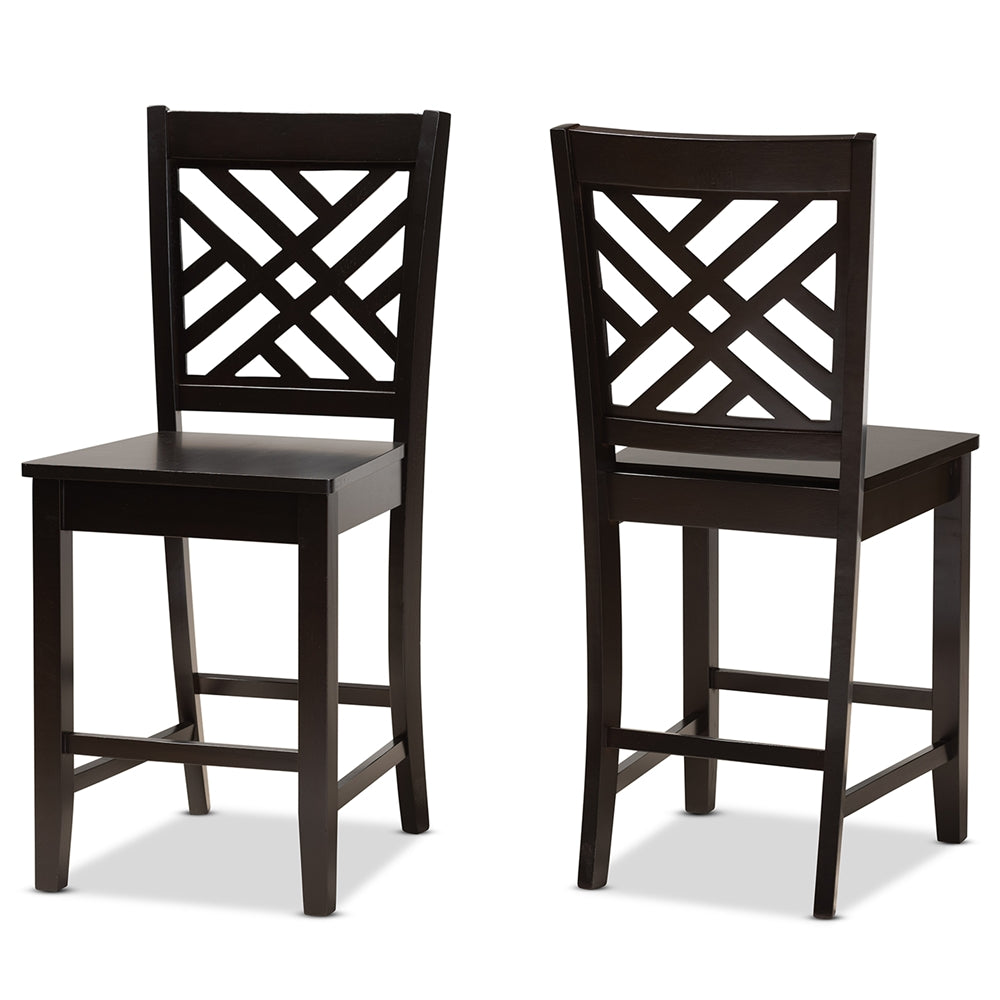 Baxton Studio Caron Modern and Contemporary Transitional Finished Wood 2-Piece Counter Stool Set