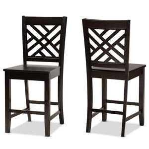 Baxton Studio Caron Modern And Contemporary Transitional Dark Brown Finished Wood 2-Piece Counter Stool Set