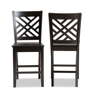 Baxton Studio Caron Modern And Contemporary Transitional Dark Brown Finished Wood 2-Piece Counter Stool Set