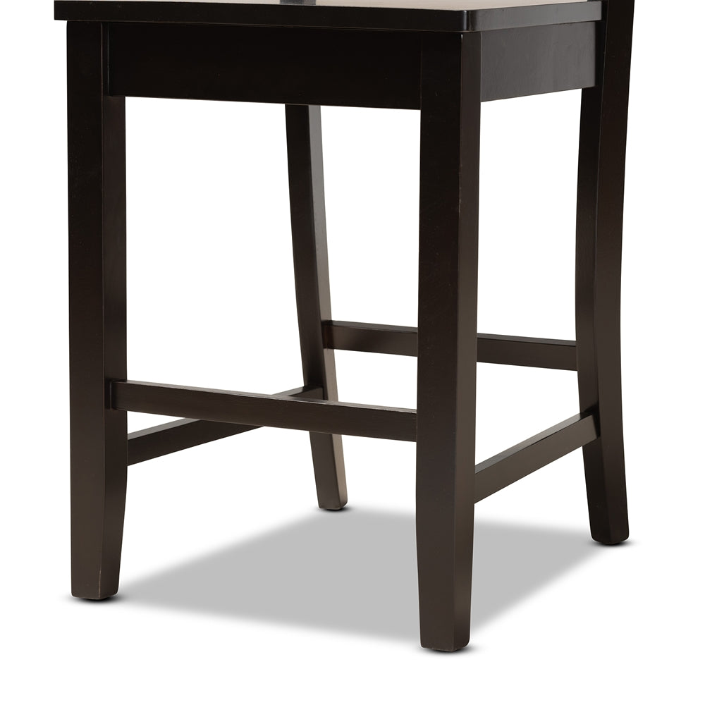 BAXTON STUDIO CARON MODERN AND CONTEMPORARY TRANSITIONAL DARK BROWN FINISHED WOOD 2-PIECE COUNTER STOOL SET