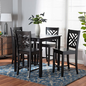 Baxton Studio Caron Modern And Contemporary Dark Brown Finished Wood 5-Piece Pub Set