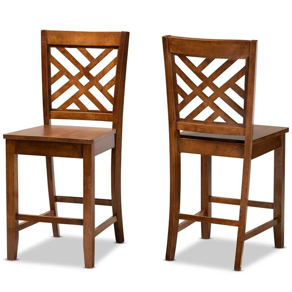 Baxton Studio Caron Modern And Contemporary Transitional Walnut Brown Finished Wood 2-Piece Counter Stool Set