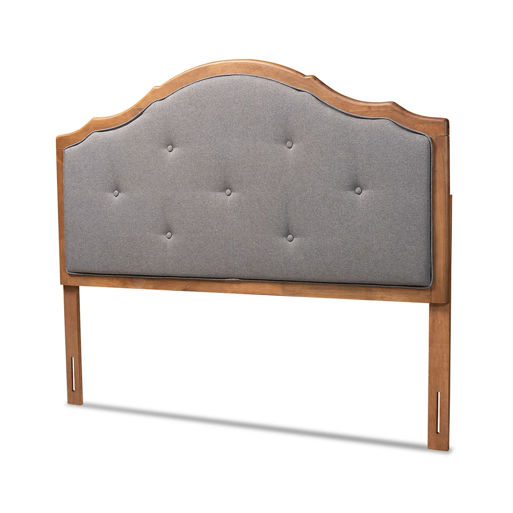 Baxton Studio Gala Vintage Classic Traditional Fabric Upholstered and Finished Wood Arched Headboard