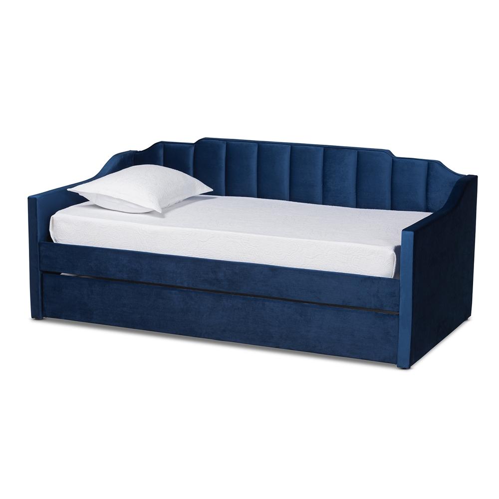 Baxton Studio Lennon Modern and Contemporary Velvet Fabric Upholstered Daybed with Trundle