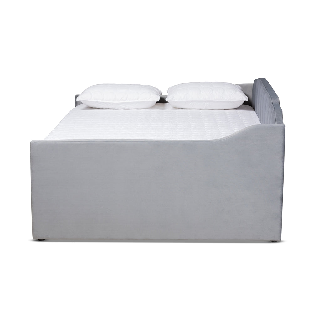 Baxton Studio Lennon Modern and Contemporary Velvet Fabric Upholstered Daybed with Trundle