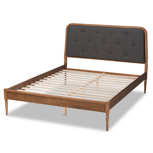 Baxton Studio Diantha Classic and Traditional Fabric Upholstered and Finished Wood Platform Bed