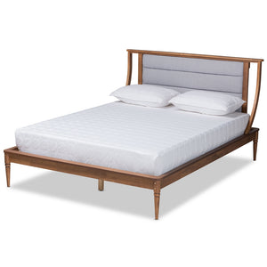 Baxton Studio Regis Modern and Contemporary Transitional Fabric Upholstered and Finished Wood Platform Bed