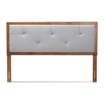 Load image into Gallery viewer, Baxton Studio Abner Modern And Contemporary Transitional Light Grey Fabric Upholstered And Walnut Brown Finished Wood Queen Size Headboard
