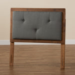 Load image into Gallery viewer, Baxton Studio Abner Modern And Contemporary Transitional Dark Grey Fabric Upholstered And Walnut Brown Finished Wood Twin Size Headboard
