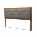 Load image into Gallery viewer, Baxton Studio Abner Modern And Contemporary Transitional Dark Grey Fabric Upholstered And Walnut Brown Finished Wood King Size Headboard
