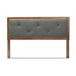 Load image into Gallery viewer, Baxton Studio Abner Modern And Contemporary Transitional Dark Grey Fabric Upholstered And Walnut Brown Finished Wood Full Size Headboard
