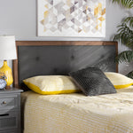 Load image into Gallery viewer, Baxton Studio Abner Modern And Contemporary Transitional Dark Grey Fabric Upholstered And Walnut Brown Finished Wood Queen Size Headboard
