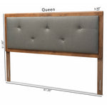 Load image into Gallery viewer, Baxton Studio Abner Modern And Contemporary Transitional Dark Grey Fabric Upholstered And Walnut Brown Finished Wood King Size Headboard
