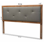 Load image into Gallery viewer, Baxton Studio Abner Modern And Contemporary Transitional Dark Grey Fabric Upholstered And Walnut Brown Finished Wood Queen Size Headboard
